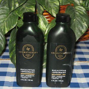 BBW Aromatherapy Eucalytus + Spearmint Body Oil Lot of 2 NEW